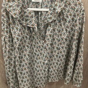 Doen Floral Blouse - Blue and Red